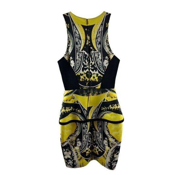 River Island Abstract Printed Peplum Scuba Neoprene Bodycon Dress US 4 UK 8 - Picture 4 of 12